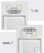 Bathroom Light Fixtures, HWH 2-Light Vanity Wall Sconce Lamp, Modern Chrome Vanity Light with Clear Glass Shade, 5HLT63B-2W CH