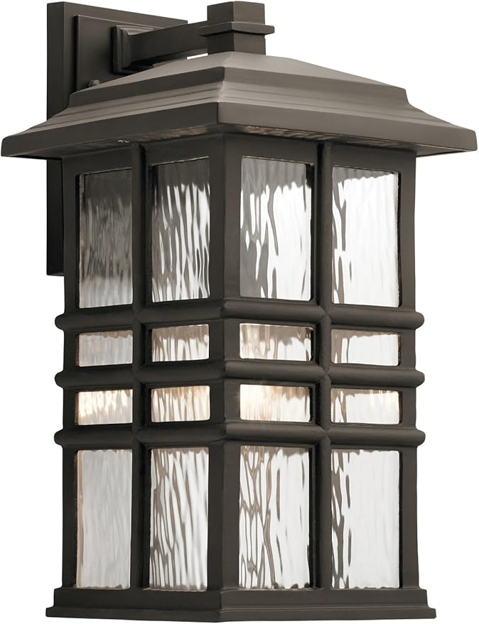 Kichler Beacon Square 17.5" 1 Light Outdoor Wall Light with Clear Hammered Glass in Olde Bronze®