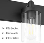 Aipsun 48in Vanity Light Black Bathroom Vanity Lighting Fixtures 6 Light Bathroom Light Fixtures with Clear Glass Shade(Exclude Bulb)