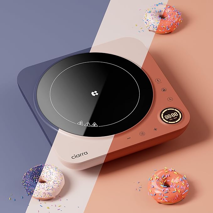 CIARRA Slim Portable Induction Cooktop – Single Burner Electric Stove with Touch Sensor, Digital Timer & Safety Lock for Countertop Cooking, Efficient Induction Cooker for Home Use, Blue