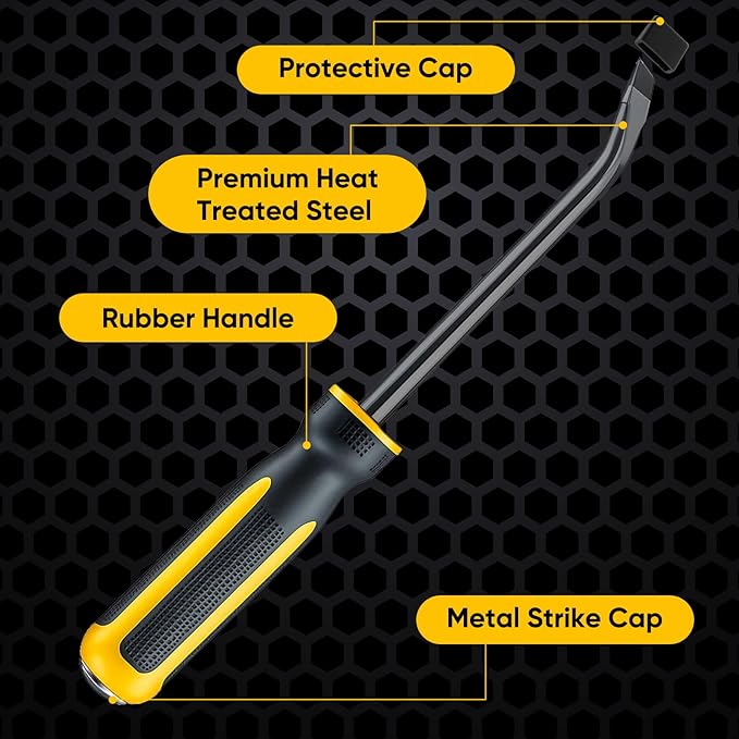 STEELITE Pry Bar Set, 8",12",18",24", Heavy Duty Pry Bar 4-Piece Mechanic Hand Tools with Thicker Strike Cap Handle