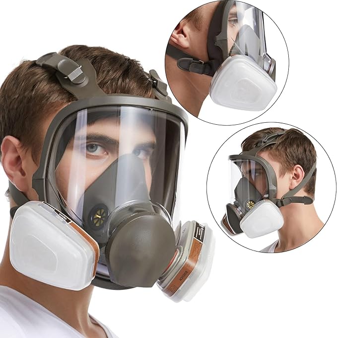 RANKSING Reusable Respirator Full Gas Mask Full 6800 with Filters for Dust, Asbestos, Chemicals while Painting, Spraying