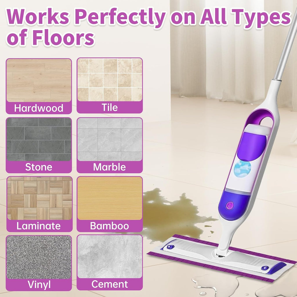 8 Pack Mop Refill Pads for Swiffer PowerMop Multi-Surface Mop and PowerMop Wood Mop, Washable & Reusable Replacement Microfiber Mopping Pads (8 Purple)