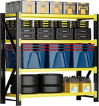3000LBS Heavy Duty Storage Shelves,78''H Metal Garage Shelving, 4-Tier Adjustable Garage Organization Shelving Units, Industrial Shelving for Warehouse,Workshop- Black & Yellow