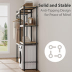 5-Tier Over-The-Washer Shelf - Adjustable 28" Laundry Organizer with 100lb Double Wood Shelves, Space-Saving Storage Unit for Small Homes (Natural & Black)