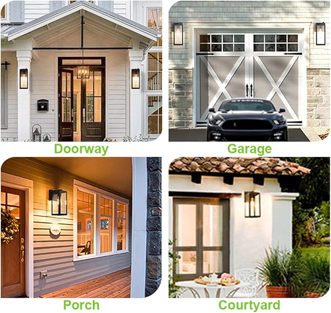 Aipsun Outdoor Wall Lantern 2 Packs with Dusk to Dawn Sensor, Matte Black Sensor Exterior Light Fixtures,Exterior Wall Sconce with Clear Glass Shade(2700K E26 Bulbs Include)