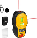 PREXISO 2-in-1 Rechargeable Cross Line Laser Level with Magnetic Stud Finder, Compact Line Lasers with LED Bubble Vials for Accurate Marking, Stud Detector Wall Scanners for Hanging Frames & Pictures