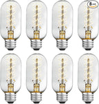 AMDTU Edison Bulbs 40 Watt LED Soft White 2700K, Vintage Super Thin Spiral Filament Non-dimmable, T45 Incandescent Tubular Light Bulb 40W Equivalent, Clear Glass 4W 120V E26 Base, 8 Pack