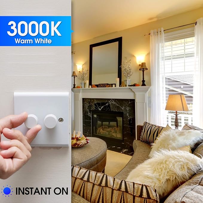 Energetic A19 LED Dimmable Light Bulbs, 100 Watt Equivalent Warm White 3000K 13.5W 1600lm, CRI80+, 15000Hrs, 12-Pack, ETL Listed