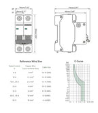 AC Miniature Circuit Breaker, 50 Amp 120V/240V 1 Pole DIN Rail Mount Circuit Breaker, Thermal Magnetic Trip, Solar AC Disconnect Switch MCB C50