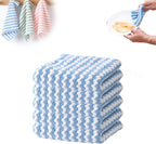 Coral Fleece Striped Rag Cleaning Dish Cloth, Reusable and Washable Microfiber Cleaning Rag, Absorbent Streak Free Lint Free Rags, Kitchen Clean Towels for Scrubs Dishes, Sinks Cleans (Blue, 5PCS)