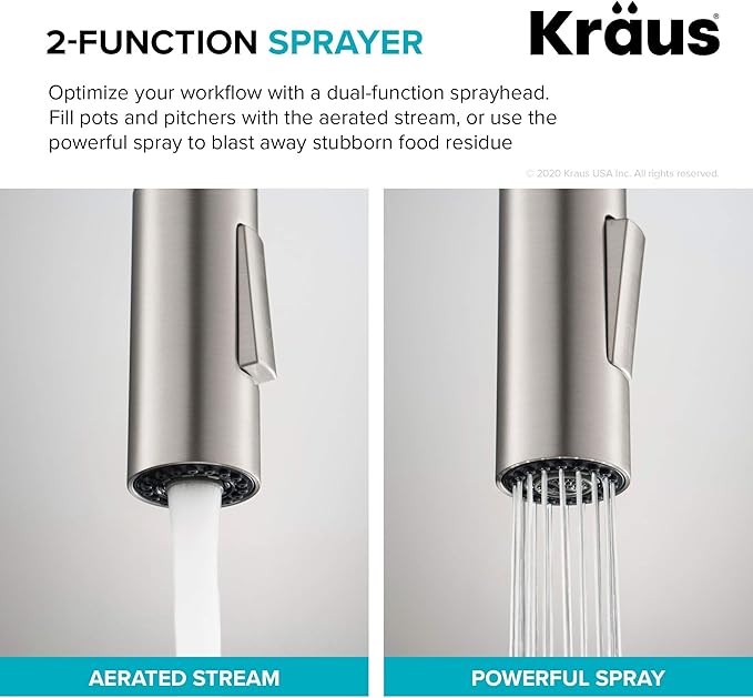 KRAUS Oletto Single Handle Pull Down Kitchen Faucet in Spot Free Stainless Steel, KPF-2820SFS
