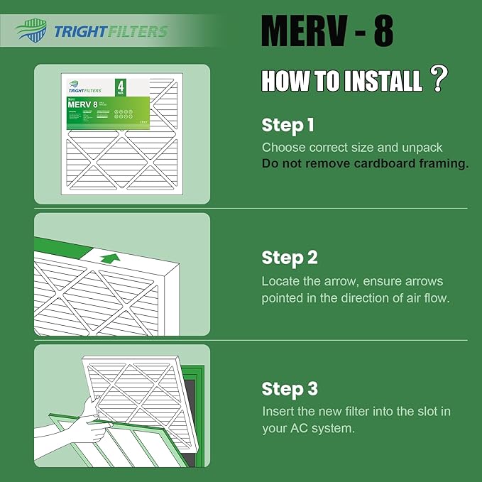 14x20x1 Air Filter 4 Pack, MERV 8 Pleated Dust Defense Air Filters Replacement Air Conditioner HVAC AC Furnace Filter, Durable and Lightweight