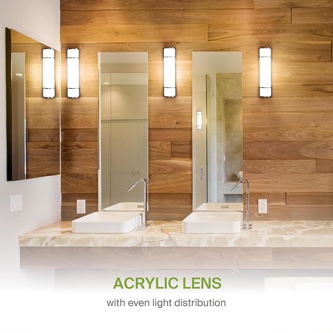 ASD LED 24" Vanity Flush Mount Light Fixture, Linear Bathroom Lighting Bar | 3CCT, Dimmable, Energy Star, ETL Listed | 25W 1950LM 3000-5000K 120V | Long Bath Wall Sconce Over Mirror | Black, 4 Pack