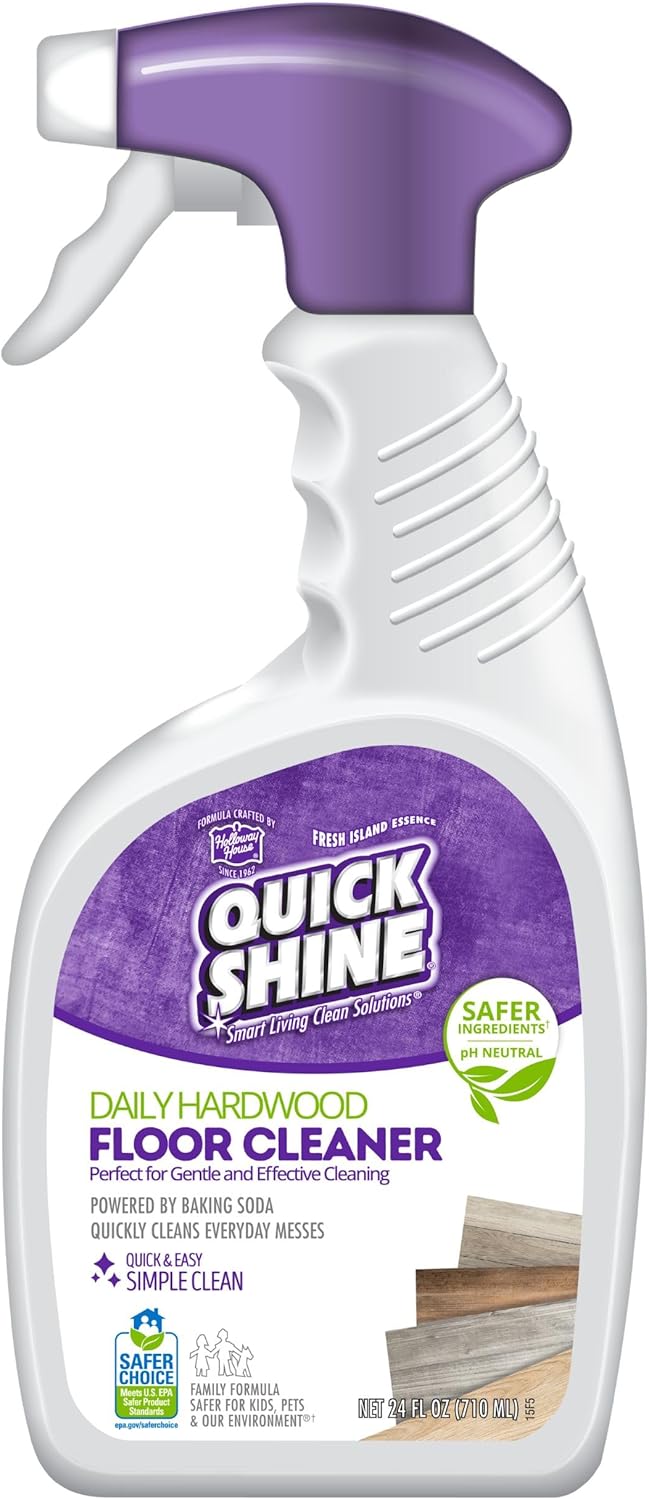Quick Shine Hardwood Floor Cleaner Daily Care 24oz | Naturally Cleans Dirt & Scuff Marks | Dirt Dissolving, Streak Free, No Rinse & Ready to Use | Spray, Wipe, Done! | Safer Choice Cleaner