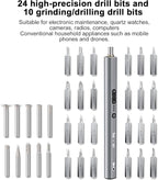 Precision Electric Screwdriver Kit, Mini Cordless Electric Rotary Drill Tool Set with Led Light 3 Torque 34 Magnetic Bits, for Repair, Sanding, Polishing, Drilling, Carving, DIY Crafts