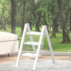 3 Step Lightweight Folding Ladder for Home, 330lbs Aluminum Step Ladder Anti-Slip for Kitchen, Step Stool Foldable Adults for Closet, 330lbs - White