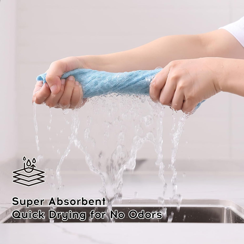 Kitinjoy Microfiber Cleaning Cloth, 12 Pack Soft and No Lint Microfiber Towels Cleaning Supplies, Absorbent Fast Drying Cleaning Rags for Housekeeping, Kitchen, Window, 12 x12 Inches, Light Blue