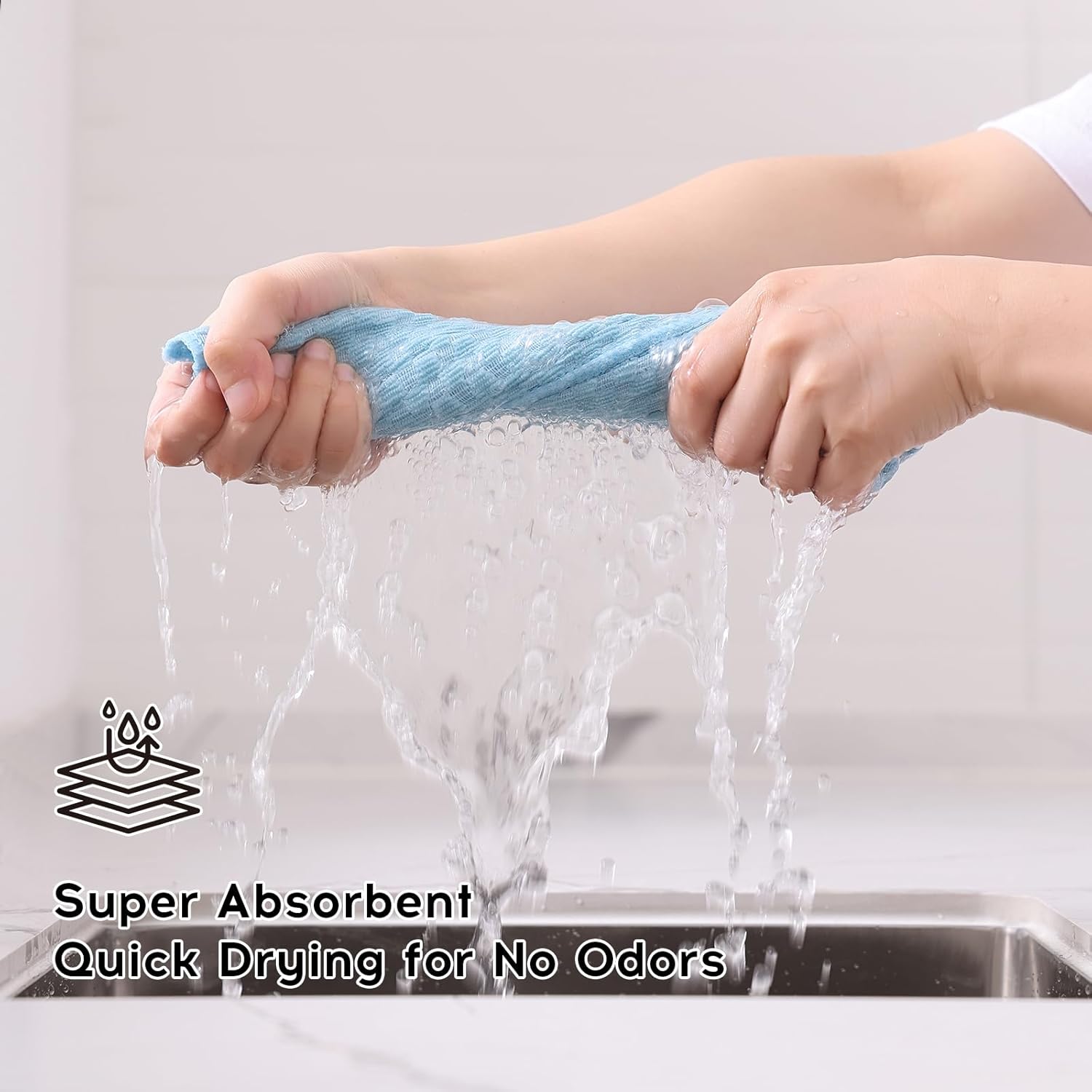 Kitinjoy Microfiber Cleaning Cloth, 12 Pack Soft and No Lint Microfiber Towels Cleaning Supplies, Absorbent Fast Drying Cleaning Rags for Housekeeping, Kitchen, Window, 12 x12 Inches, Light Blue