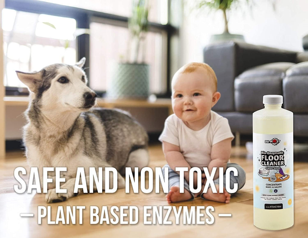 DU-MOST Enzymatic Floor Cleaner Concentrate (1 Oz Makes 1 Gal), No, Streak, No Rinsing, Kids & Pets Safe, Hard Surface Floors, Citrus Scent, 16 Fl Oz
