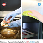 COOLJOB 2 Pairs Thickened Rubber Gloves with Cotton Lining & Non-slip Grip, Colorful Household Long Lasting Dishwashing Gloves for Kitchen & Bathroom Cleaning, Orange & Blue, Small