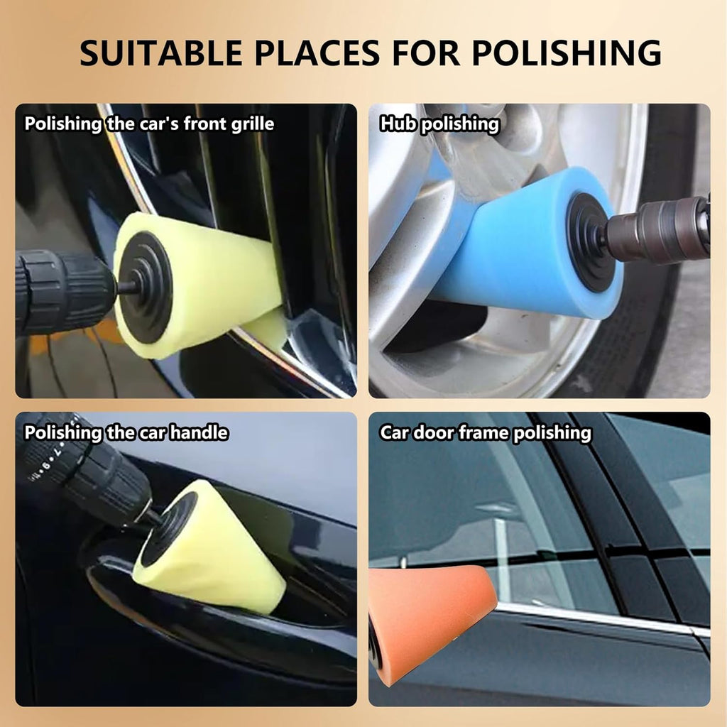 5Pcs Aluminum Polishing Kit Foam Sponge Polishing Balls Wheel Polishing Kit for Drills, Car Wheel and Polisher Kits for Car Care, Chrome, Rims, Metal, Plastic, Ceramic and Glass.