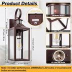 Large Motion Sensor Outdoor Wall Light 20" - Oil Rubbed Bronze Dusk to Dawn Outdoor Lighting, Modern Wall Mount Light Fixture, Brown Porch Light Fixture for Outside House Garage, 3 Modes