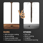 Wood Screws 3 Inch, FIXLINK Deck Screws #10 x 3, 105 PCS, Epoxy Coated, T25 Star Bit Above 1500 Hour Salt Spray Coating Outdoor Decking Screws Excellent Rust Resistant for Wood Fence, Brown