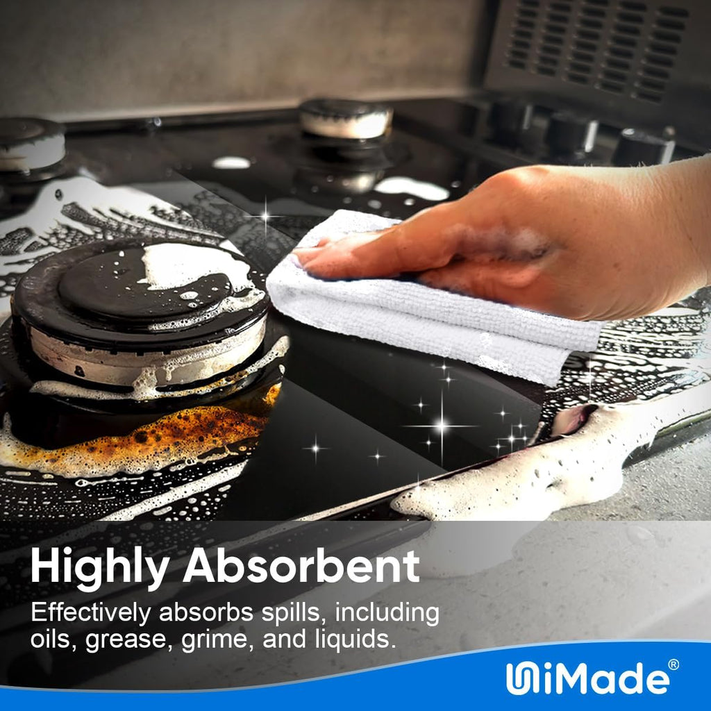 Shop Towel Rags, 10 Pack Reusable Shop Rags Bulk Microfiber Cleaning Cloth Lint Free Cleaning Towels for Car Kitchen Automotive Bar Mechanic Restaurant Garage, 11.5"x 11.5", White