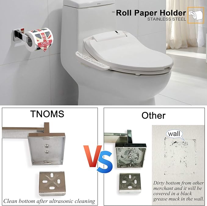 TNOMS Bathroom Hardware Accessories Set Polished Chrome Towel Bar Sets Include Towel Bar Towel Holder Toilet Paper Holder Towel Hook,5 Pieces Stainless Steel Wall Mounted