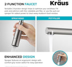 KRAUS Artec Pro Commercial Style Pull-Down Single Handle Kitchen Faucet with Pot Filler in Spot Free Antique Champagne Bronze, KPF-1604SFACB