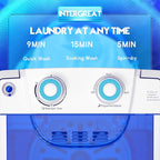 INTERGREAT Portable Washing Machine, 6.6 Lbs Mini Washer Machine, Single Tub Laundry Small Washer for Apartments, Dorms, RV, Traveling, Blue