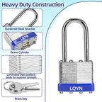 Padlocks with Same Key, LQYN 24 Pcs Laminated Keyed Padlock (1-9/16", 40mm), Keyed Alike Locks, Long Shackle, for Storage Locker, Hasp Latch, Toolbox, Sheds