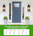 tewei 25'' Large Outdoor Wall Light, Porch Light Outdoor Wall Sconce Lantern, 4-Light Modern Black Exterior Lighting Fixture Wall Mount, Outside Light for House Garage, 1-Pack