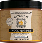 Retique It Wood'n Primer - Paint it then stain it - Stainable Wood Fiber Paint (Dark Wood, Medium)