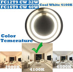 FC16T9/CW 40W & FC12T9/CW 32W Cool White Set, 16 inch T9 40 Watts & 12 inch 32 Watts Round Fluorescent Light Bulb, Circular Bulb Kitchen and Bath, 841 4100K, G10q 4 pin Prong