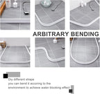 Silicone Wet Room Bathroom Floor Seal Screen Door Seal Strip Shower Dam Prevents Overflow of Water | Waterproof Self-Adhesive and Bendable Waterproof Strip for Wet and Dry Separation (White-40inch)