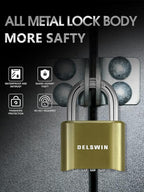 DELSWIN 4-Digit Combination Lock Outdoor Padlock - Heavy Duty Locker Lock with Hardened Steel Shackle, Waterproof Combo Lock for Gym Locker, Hasp Storage, Shed, Fence, Gate (Brass,2Pcs)