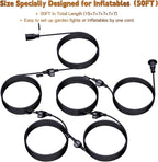 50FT Outdoor Extension Extension Cord for Halloween Christmas Inflatables with Multiple Outlets Black Electrical Cord with Multiple Plugs Outdoor Christmas Blow Up Decorations Light Extension Cords