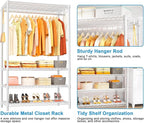 Ulif H4 Plus Garment Rack, 4-Tier Portable Clothes and Clothing Rack for Bedroom and Cloakroom, Closet Storage and Organizer Wardrobe System, 45" W x 14" D x 76.4" H, Load 522lbs, White