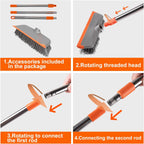 BITOPE Deck Scrub Brush with Long Handle, Heavy Duty Floor Cleaning Scrubber with Stiff Bristles Garage Concrete Cleaner Tool for Cleaning Tile Patio Outdoor Porch Indoor Kitchen Shower Bathroom