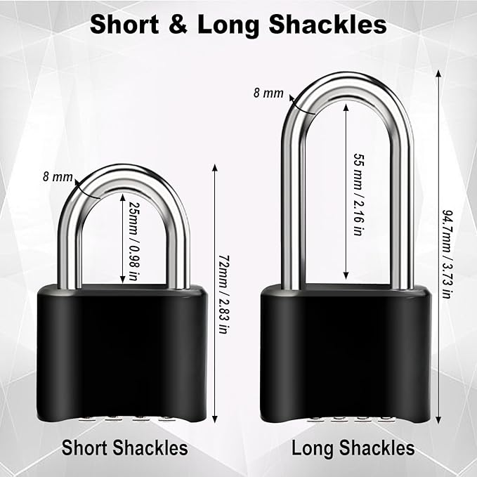 4pcs Combination Lock, 4-Digit Heavy Duty Combo Lock, Combination Padlock Outdoor Waterproof Gate Locks for Outdoor Fence, Locker, Sheds, Gym, Gate Hasps (4pcs, Short Shackle)