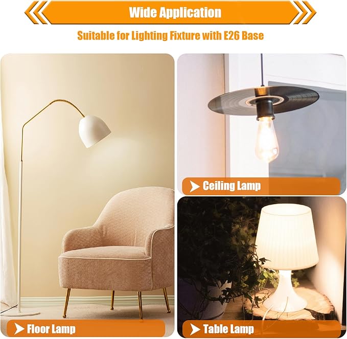 4 Pack Cool White LED Edison Bulbs 40W Equivalent, ST19 4W LED Vintage Light Bulbs for Ceiling Lamp, Non-Dimmable, 90 CRI, 450LM, E26 Base, 4000K