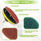 4 Inch Scrub Drill Brush Power Scouring Pads Household Cleaning Set for Kitchen Bathroom 4 Red Pads 4 Green Pads 1 Drill Attachment and 1 Universal Shaft