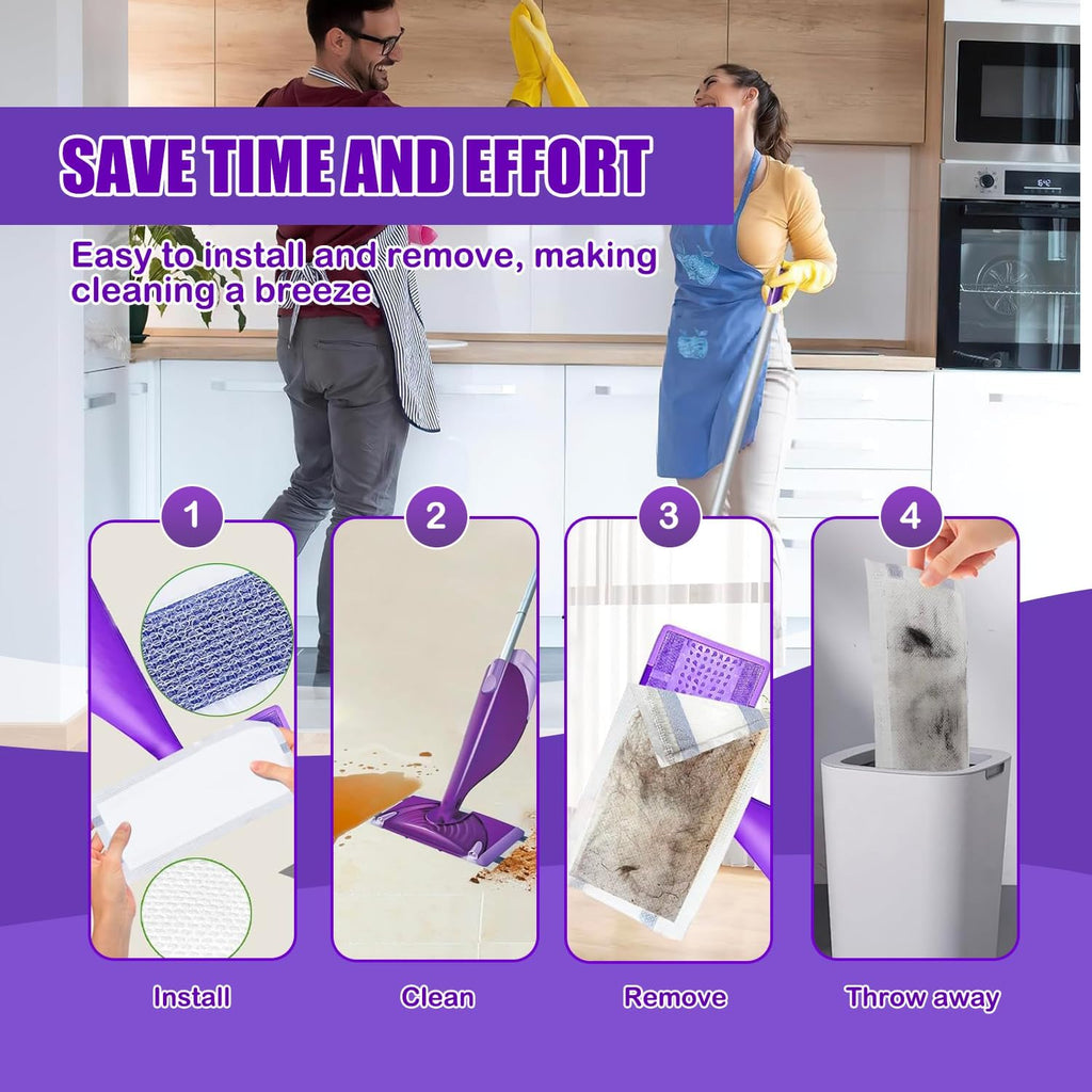 20 Count Disposable Mop Pads Refills for Swiffer Wet Jet Spray Mops, Wet Jet Mopping Pads for All Purpose Multi Surface Hardwood Floor Cleaning, 4 Layers Thickened and Super Absorbent.