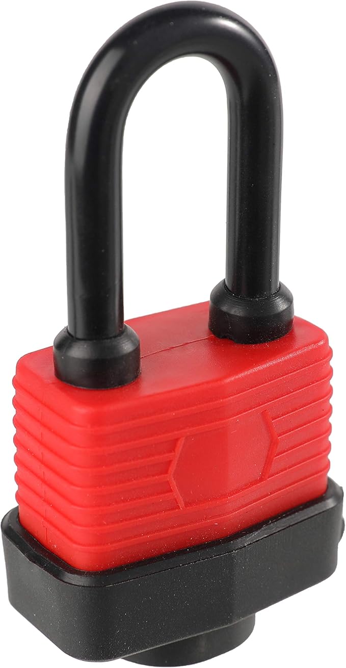 Heavy Duty Covered Laminated Steel Keyed Padlocks, Keyed Alike Locks, Waterproof Padlock for Outdoor use, 1-9/16 inch Wide Body, Long Shackle-Pack of 20