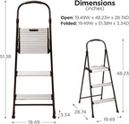 COSCO Lightweight Three-Step Folding Step Stool for Home Use - Large Platform, One-Hand Release, Non-Marring Leg Tips, Aluminum and Steel Frame