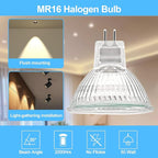 MR16 Halogen Light Bulb 2 pin 50W 12V, High Output GU5.3 Base for Landscape Lights, Track Lights, Fiber Optics, Desk Lamps, 2700K Warm White Dimmable, 6 Pack