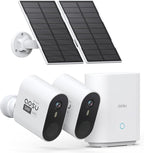 aosu 3K/5MP Solar Security Cameras Wireless Outdoor, Ultra-Wide-Angle, Cam-to-Cam Track & Sync, Home Security System with Color Night Vision, Spotlight Smart Alarm, No Subscription, 2.4 & 5GHz WiFi