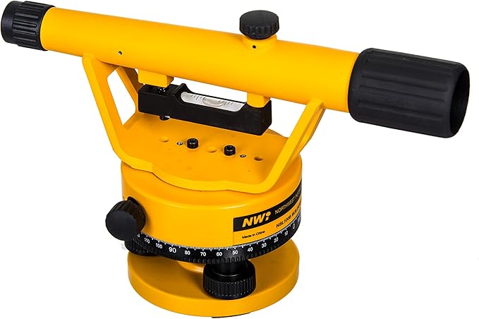 NWI NSL100B Siteline Level 20x Magnification, 1/4 Inch Accuracy at 100ft, 200ft Range Surveying Equipment, Plumb Bob Manual Precision Survey Transit